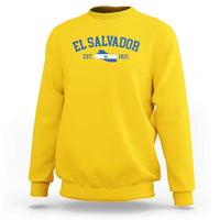 Vintage El Salvador Map Sweatshirt Salvadoran Independence Day Jersey Letters - Wonder Print Shop