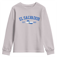 Vintage El Salvador Map Youth Sweatshirt Salvadoran Independence Day Jersey Letters - Wonder Print Shop