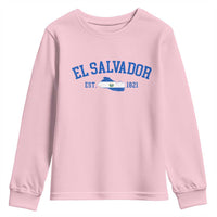 Vintage El Salvador Map Youth Sweatshirt Salvadoran Independence Day Jersey Letters - Wonder Print Shop