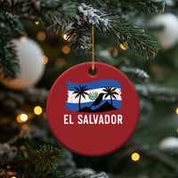 El Salvador Flag Christmas Ornament Salvadoran Pride Torogoz Bird Palm Tree Volcano - Wonder Print Shop