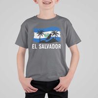 El Salvador Flag T Shirt For Kid Salvadoran Pride Torogoz Bird Palm Tree Volcano - Wonder Print Shop