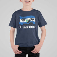 El Salvador Flag T Shirt For Kid Salvadoran Pride Torogoz Bird Palm Tree Volcano - Wonder Print Shop