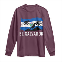 El Salvador Flag Long Sleeve Shirt Salvadoran Pride Torogoz Bird Palm Tree Volcano - Wonder Print Shop