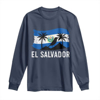 El Salvador Flag Long Sleeve Shirt Salvadoran Pride Torogoz Bird Palm Tree Volcano - Wonder Print Shop