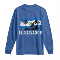 El Salvador Flag Long Sleeve Shirt Salvadoran Pride Torogoz Bird Palm Tree Volcano - Wonder Print Shop