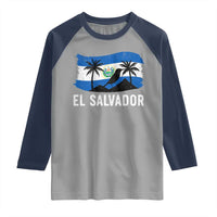 El Salvador Flag Raglan Shirt Salvadoran Pride Torogoz Bird Palm Tree Volcano - Wonder Print Shop