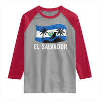 El Salvador Flag Raglan Shirt Salvadoran Pride Torogoz Bird Palm Tree Volcano - Wonder Print Shop