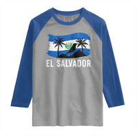 El Salvador Flag Raglan Shirt Salvadoran Pride Torogoz Bird Palm Tree Volcano - Wonder Print Shop