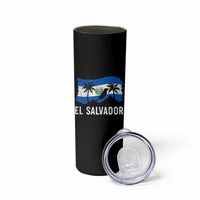 El Salvador Flag Skinny Tumbler Salvadoran Pride Torogoz Bird Palm Tree Volcano - Wonder Print Shop