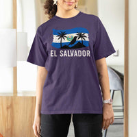 El Salvador Flag T Shirt For Women Salvadoran Pride Torogoz Bird Palm Tree Volcano - Wonder Print Shop