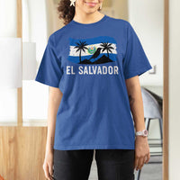 El Salvador Flag T Shirt For Women Salvadoran Pride Torogoz Bird Palm Tree Volcano - Wonder Print Shop