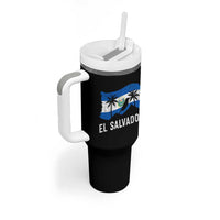 El Salvador Flag Tumbler With Handle Salvadoran Pride Torogoz Bird Palm Tree Volcano - Wonder Print Shop