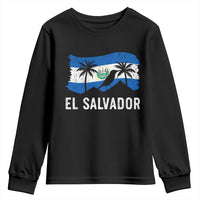 El Salvador Flag Youth Sweatshirt Salvadoran Pride Torogoz Bird Palm Tree Volcano - Wonder Print Shop