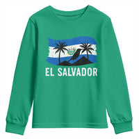 El Salvador Flag Youth Sweatshirt Salvadoran Pride Torogoz Bird Palm Tree Volcano - Wonder Print Shop