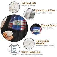 El Salvador American Flag Throw Blanket Distressed Grunge USA Salvadoran Pride - Wonder Print Shop