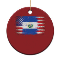El Salvador American Flag Christmas Ornament Distressed Grunge USA Salvadoran Pride - Wonder Print Shop