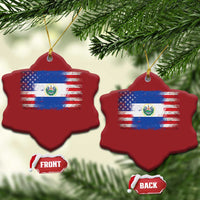 El Salvador American Flag Christmas Ornament Distressed Grunge USA Salvadoran Pride - Wonder Print Shop