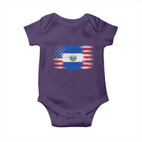 El Salvador American Flag Baby Onesie Distressed Grunge USA Salvadoran Pride - Wonder Print Shop