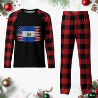 El Salvador American Flag Plaid Pajama Set Distressed Grunge USA Salvadoran Pride - Wonder Print Shop
