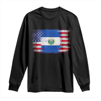 El Salvador American Flag Long Sleeve Shirt Distressed Grunge USA Salvadoran Pride - Wonder Print Shop