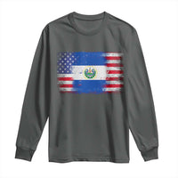 El Salvador American Flag Long Sleeve Shirt Distressed Grunge USA Salvadoran Pride - Wonder Print Shop