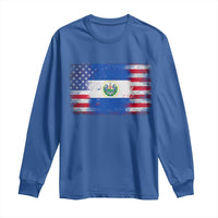 El Salvador American Flag Long Sleeve Shirt Distressed Grunge USA Salvadoran Pride - Wonder Print Shop