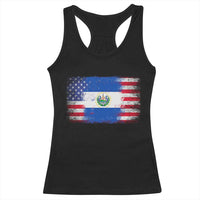 El Salvador American Flag Racerback Tank Top Distressed Grunge USA Salvadoran Pride - Wonder Print Shop