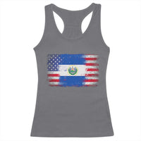 El Salvador American Flag Racerback Tank Top Distressed Grunge USA Salvadoran Pride - Wonder Print Shop