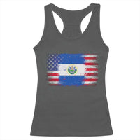 El Salvador American Flag Racerback Tank Top Distressed Grunge USA Salvadoran Pride - Wonder Print Shop