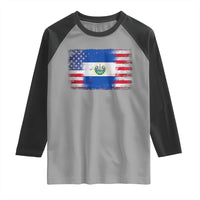 El Salvador American Flag Raglan Shirt Distressed Grunge USA Salvadoran Pride - Wonder Print Shop