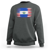 El Salvador American Flag Sweatshirt Distressed Grunge USA Salvadoran Pride - Wonder Print Shop