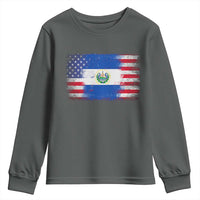 El Salvador American Flag Youth Sweatshirt Distressed Grunge USA Salvadoran Pride - Wonder Print Shop