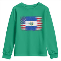 El Salvador American Flag Youth Sweatshirt Distressed Grunge USA Salvadoran Pride - Wonder Print Shop