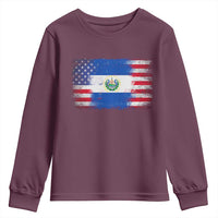 El Salvador American Flag Youth Sweatshirt Distressed Grunge USA Salvadoran Pride - Wonder Print Shop