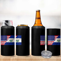 El Salvador American Flag 4 in 1 Can Cooler Tumbler Salvadoran USA Pride Heritage Roots - Wonder Print Shop