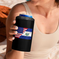 El Salvador American Flag 4 in 1 Can Cooler Tumbler Salvadoran USA Pride Heritage Roots - Wonder Print Shop