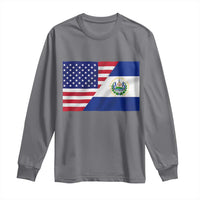 El Salvador American Flag Long Sleeve Shirt Salvadoran USA Pride Heritage Roots - Wonder Print Shop