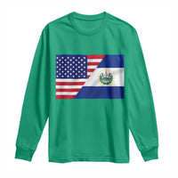 El Salvador American Flag Long Sleeve Shirt Salvadoran USA Pride Heritage Roots - Wonder Print Shop