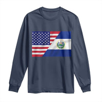 El Salvador American Flag Long Sleeve Shirt Salvadoran USA Pride Heritage Roots - Wonder Print Shop