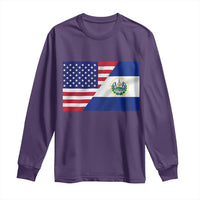 El Salvador American Flag Long Sleeve Shirt Salvadoran USA Pride Heritage Roots - Wonder Print Shop