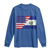 El Salvador American Flag Long Sleeve Shirt Salvadoran USA Pride Heritage Roots - Wonder Print Shop