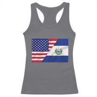 El Salvador American Flag Racerback Tank Top Salvadoran USA Pride Heritage Roots - Wonder Print Shop