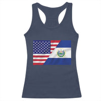El Salvador American Flag Racerback Tank Top Salvadoran USA Pride Heritage Roots - Wonder Print Shop