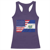 El Salvador American Flag Racerback Tank Top Salvadoran USA Pride Heritage Roots - Wonder Print Shop