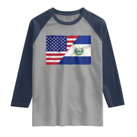 El Salvador American Flag Raglan Shirt Salvadoran USA Pride Heritage Roots - Wonder Print Shop