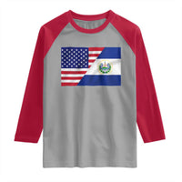 El Salvador American Flag Raglan Shirt Salvadoran USA Pride Heritage Roots - Wonder Print Shop