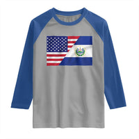 El Salvador American Flag Raglan Shirt Salvadoran USA Pride Heritage Roots - Wonder Print Shop