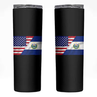 El Salvador American Flag Skinny Tumbler Salvadoran USA Pride Heritage Roots - Wonder Print Shop