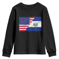 El Salvador American Flag Youth Sweatshirt Salvadoran USA Pride Heritage Roots - Wonder Print Shop