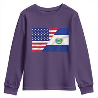 El Salvador American Flag Youth Sweatshirt Salvadoran USA Pride Heritage Roots - Wonder Print Shop